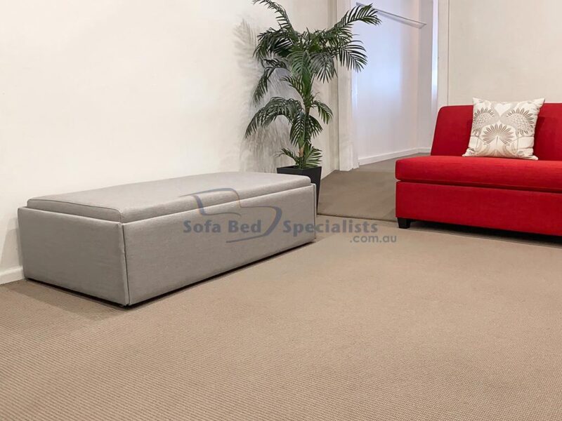 Ottoman with Timber Slats in Loft Silver