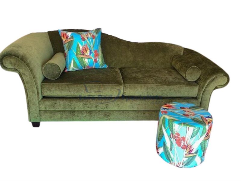 Meredith chaise 2.5 seater double sofabed warwick victory leaf fabric