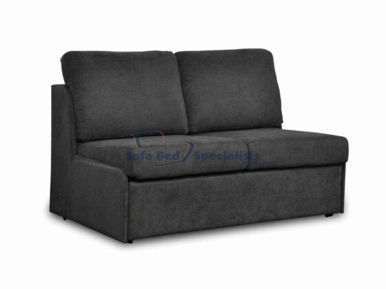 Armless Sofa Bed with Timber Slats in Daze Graphite