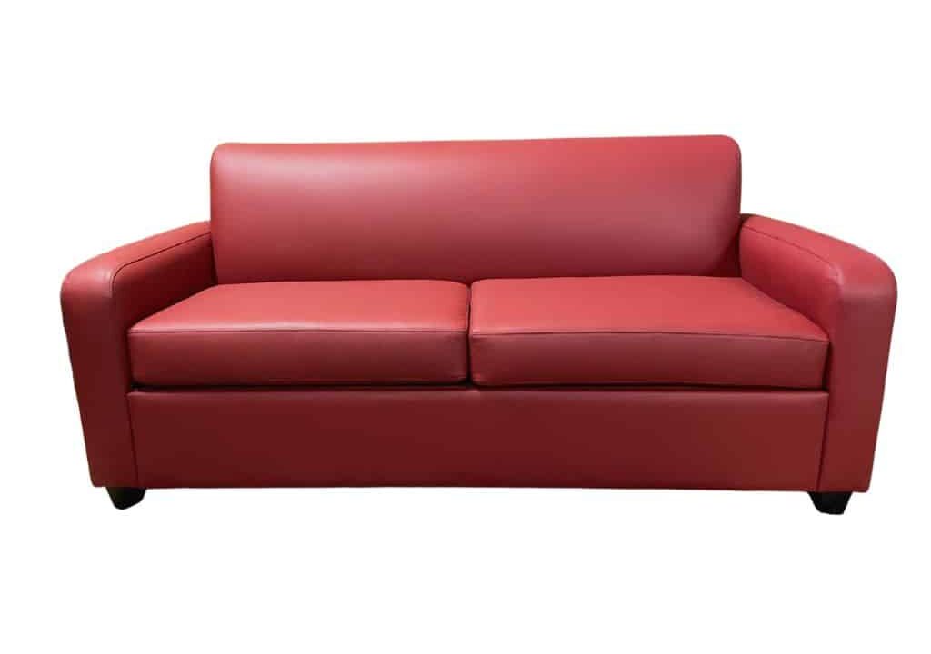 Wortley Tasman Cherry colour on 3 Seater Retro Sofa Bed