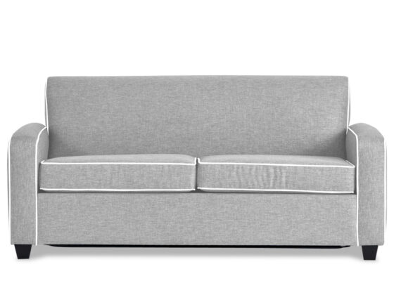 Retro Compact Sofabed Keylargo Zinc and white piping